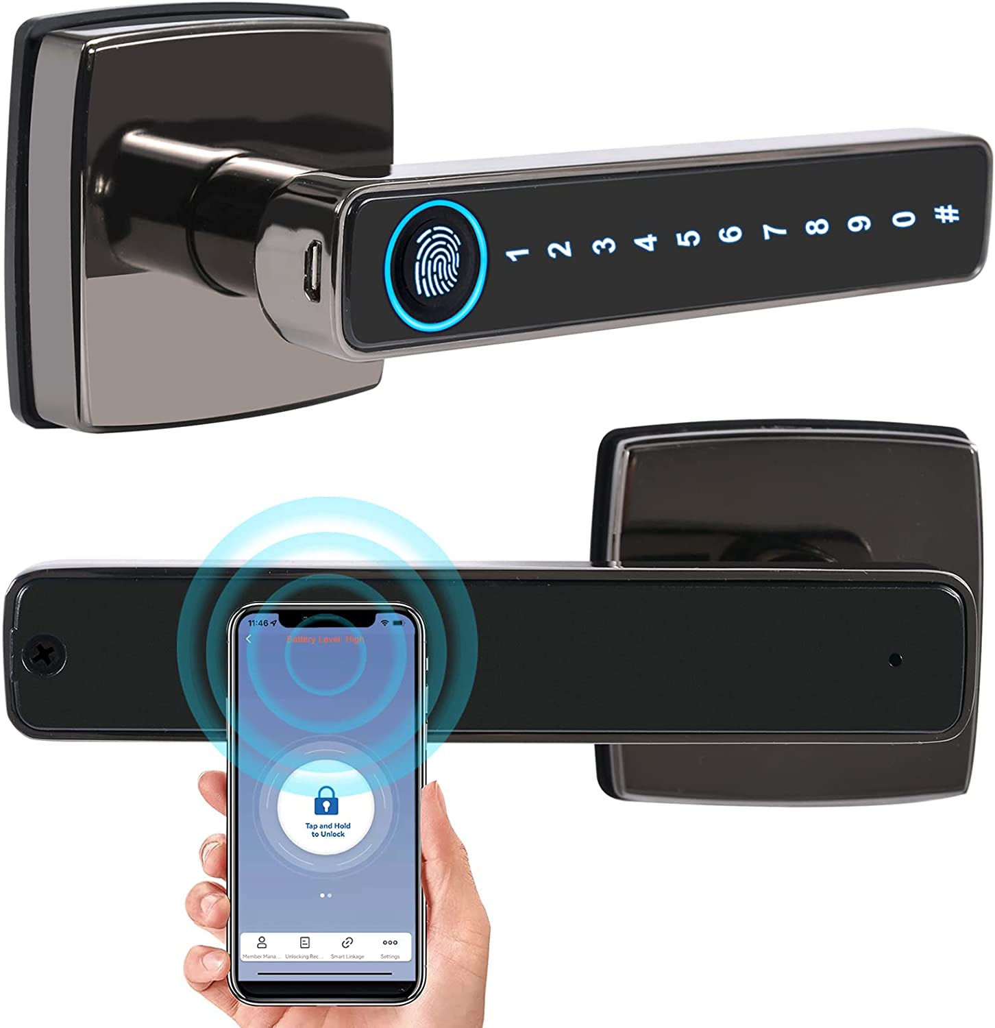 Smart Lock Door Levers Lock, Fingerprint Door Lock, Biometric Keyless